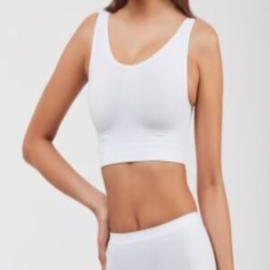 Beyaz - Kadın Büstier, Kalın Askılı,siyah Destekli