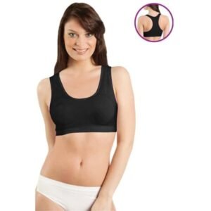 Kadın Siyah Dikişsiz Kalın Askı Sporcu Model Sünger Destekli Büstiyer 777